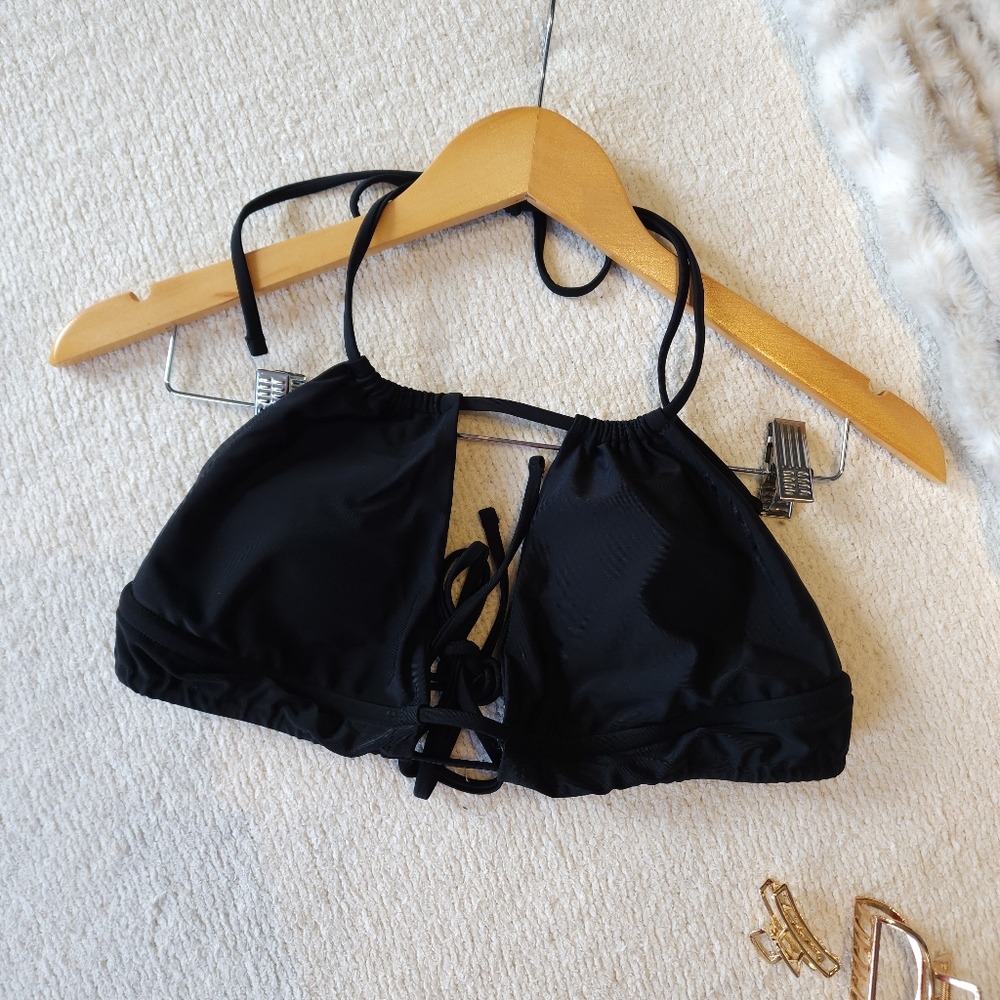 Meetall Black Halter Bikini Top Small